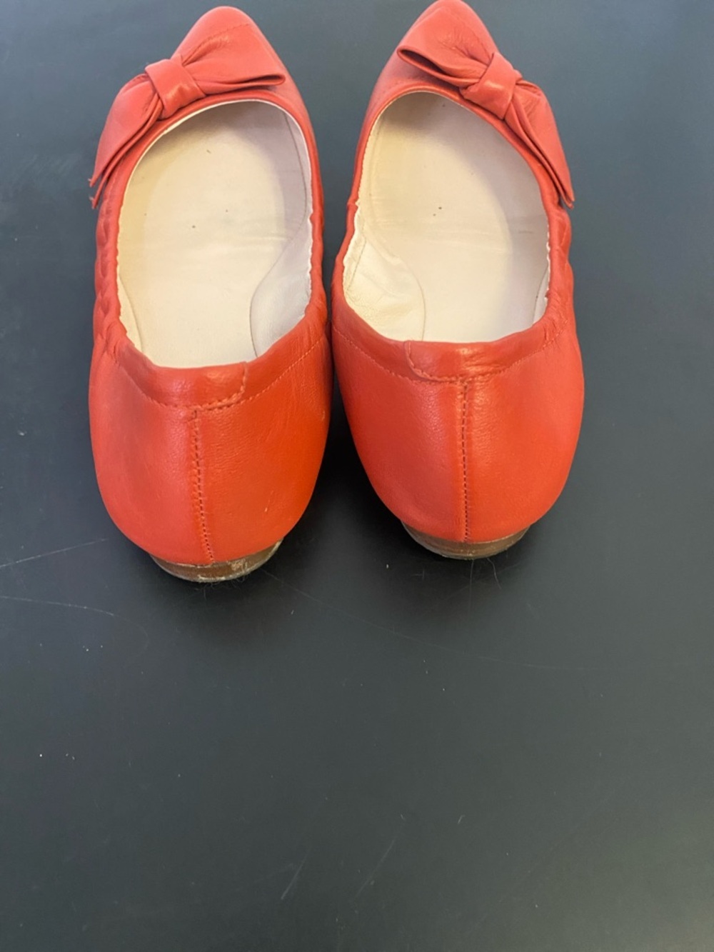 kate spade Coral-Red Bow Pointed Ballet Flats - Picture 5 of 6